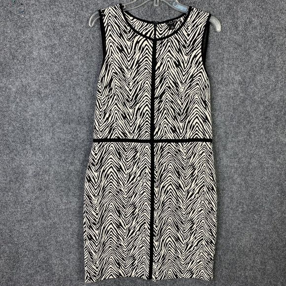 Ann Taylor Sheath Dress Women Sz 12 Zebra Inspired Print Sleeveless Knee Length - Picture 4 of 8